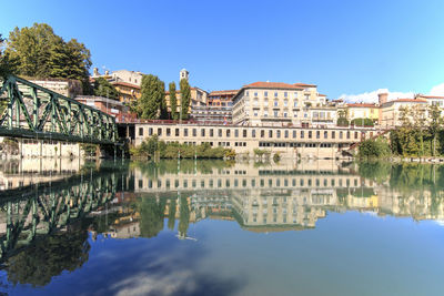 Reflection of buildings in water