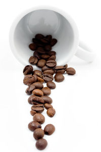 High angle view of coffee beans on table