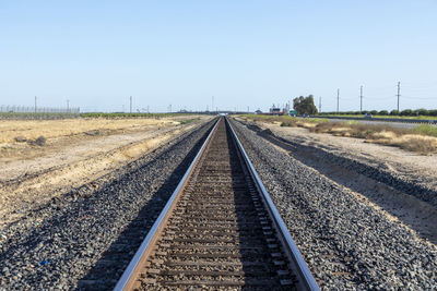 Railroad track against clear sky