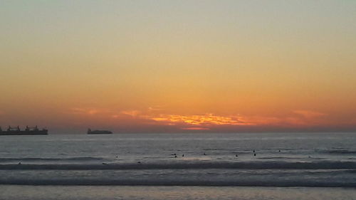 Scenic view of sea during sunset