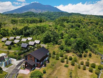 Beautiful aerial view, tourist hill on mount ciremai, kuningan, west java-indonesia.