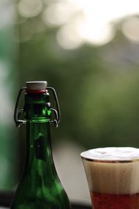 Close-up of beer on table