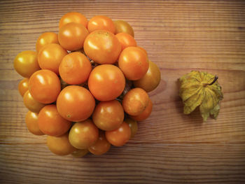 High angle view of oranges on table