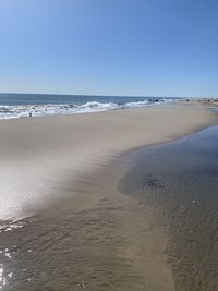 Scenic view of beach against clear sky