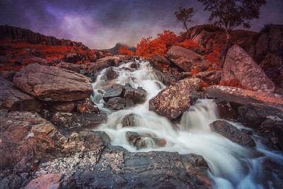 Scenic view of waterfall