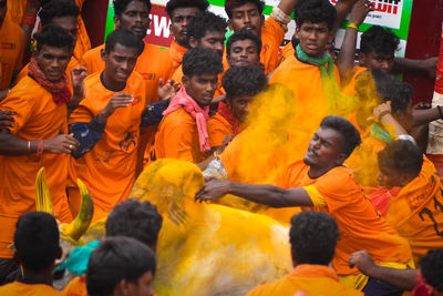 Group of people on soccer field