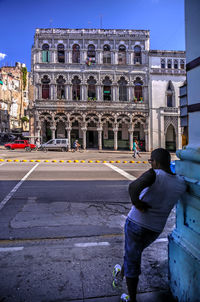 People in front of a building