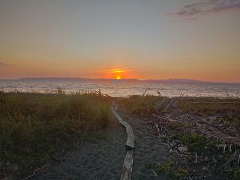 Scenic view of sea against sky during sunset