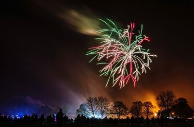 Low angle view of firework display