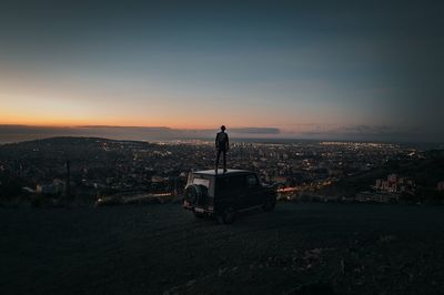 Cityscape against sky during sunset