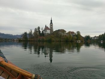 Reflection of church in lake