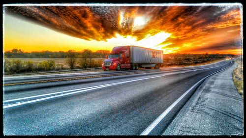 Railroad track at sunset