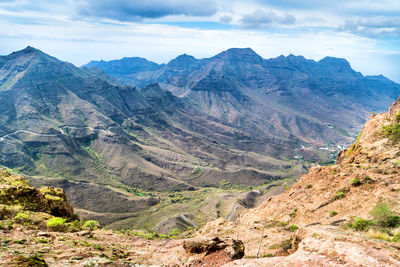 Scenic view of mountains against sky