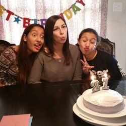 Friends sitting on table