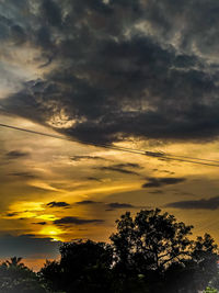 Low angle view of silhouette trees against sky during sunset