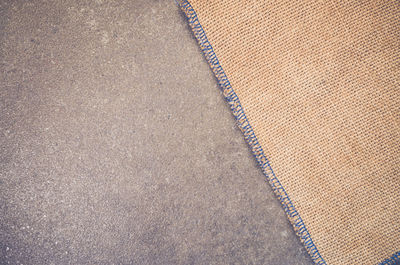 Close-up of burlap sack on floor