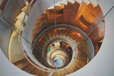 High angle view of spiral staircase