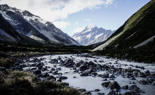 Scenic view of mountains against sky