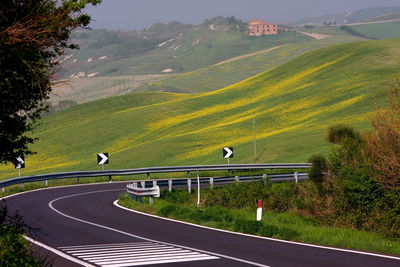 High angle view of road amidst landscape