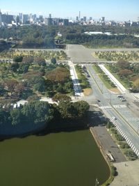 High angle view of road amidst landscape