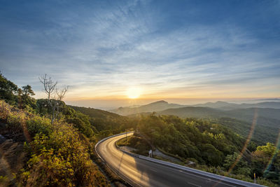 Beautiful winter sunrise landscape viewpoint at km.41 of doi inthanon chiang mai thailand. 