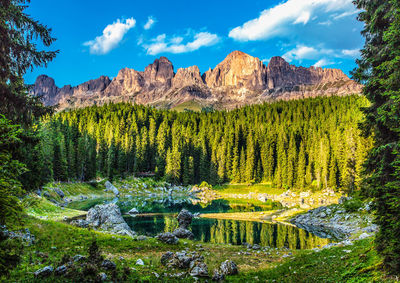 Scenic view of landscape and mountains against sky