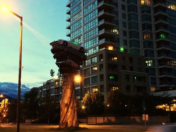 Low angle view of illuminated building at night
