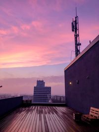 Sunset on a rooftop in frankfurt am main 