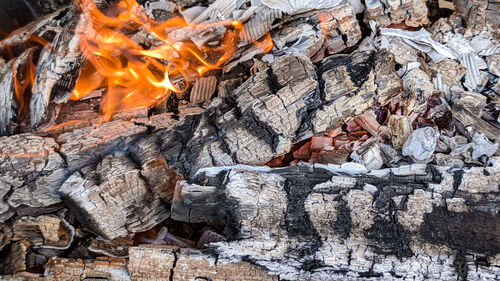 Close-up of fire on rock