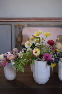 Flower vase on table