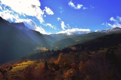 Scenic view of mountains against sky