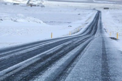 Snowy road in wintertime, iceland