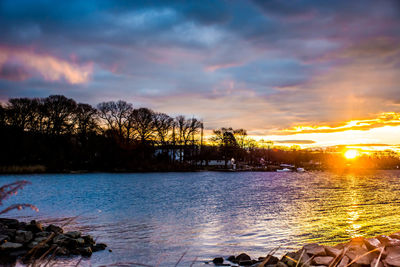 Scenic view of sea against sky during sunset