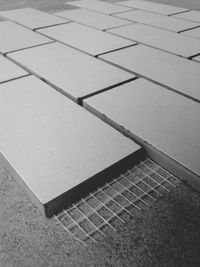 High angle view of tiled floor