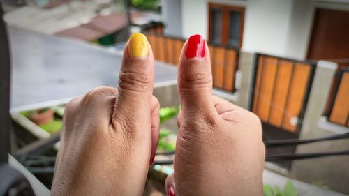 Close-up of woman hand with tattoo