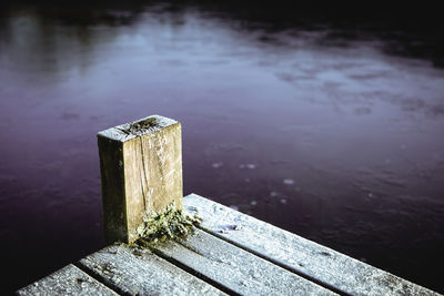 High angle view of pier on lake