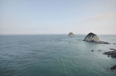Scenic view of sea against clear sky