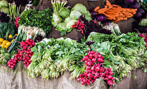 Various fruits for sale at market stall