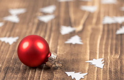 High angle view of christmas decoration on table