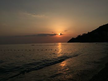 Scenic view of sea against dramatic sky