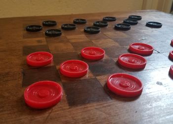 High angle view of red wine on table