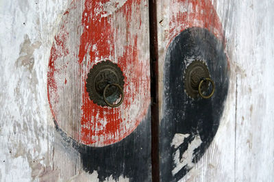 Close-up of rusty metal door