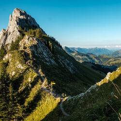 Scenic view of mountains against clear sky