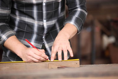 Man working on table