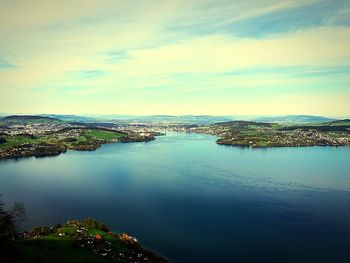 Scenic view of lake against sky