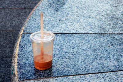 Close-up of drink in plastic cup