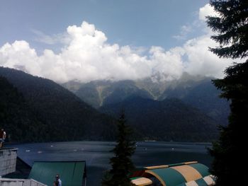 Scenic view of mountains against sky