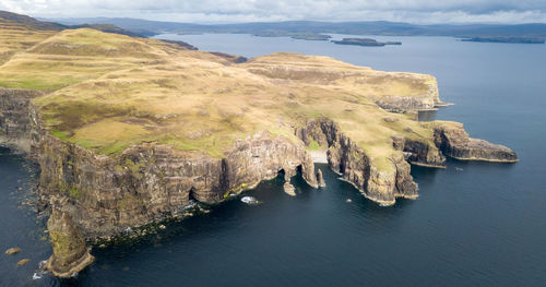 High angle view of sea and rocks