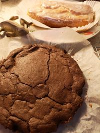 High angle view of cookies on table