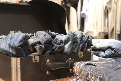 Jeans in suitcase